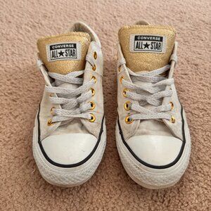 Chuck Taylor Converse Sneakers - Gold Sparkly Tongue - Size 8